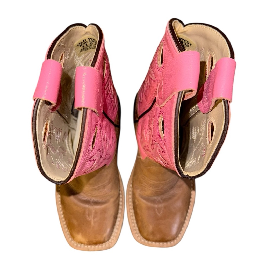 Old West Kids Boots - Pink and Brown Size 11 D - Picture 6 of 8